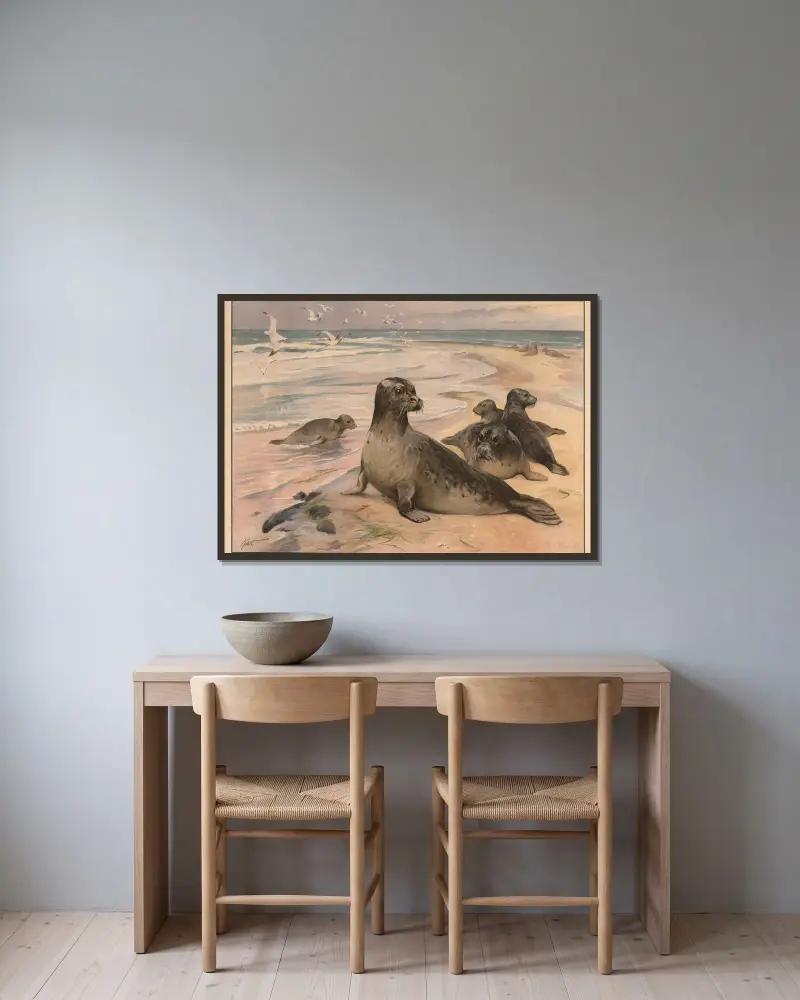 Seehund von Karl Wagner gerahmt an einer Wand
