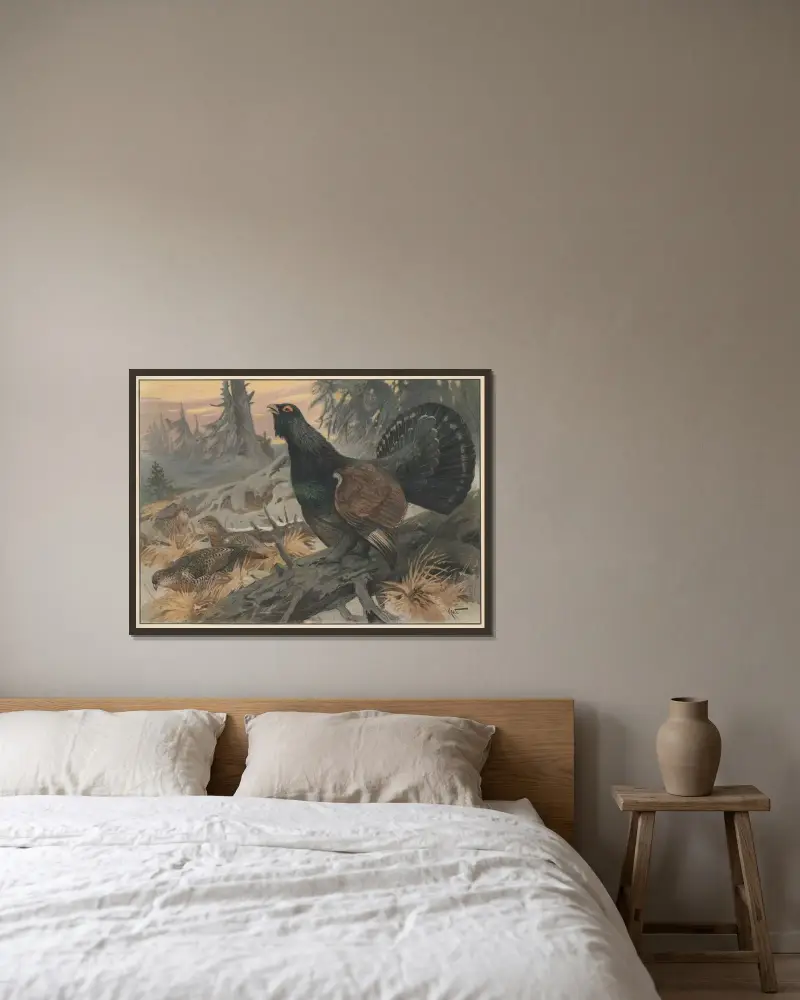 Urhøne av Karl Wagner inramad på en vägg