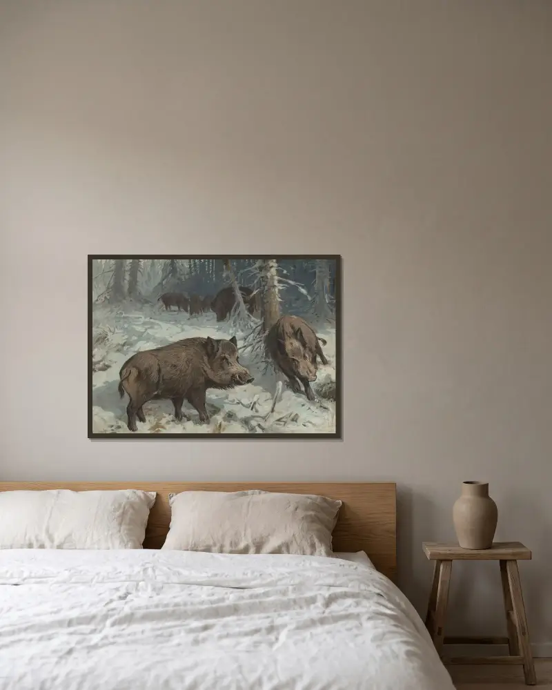 Vildsvin av Karl Wagner inramad på en vägg