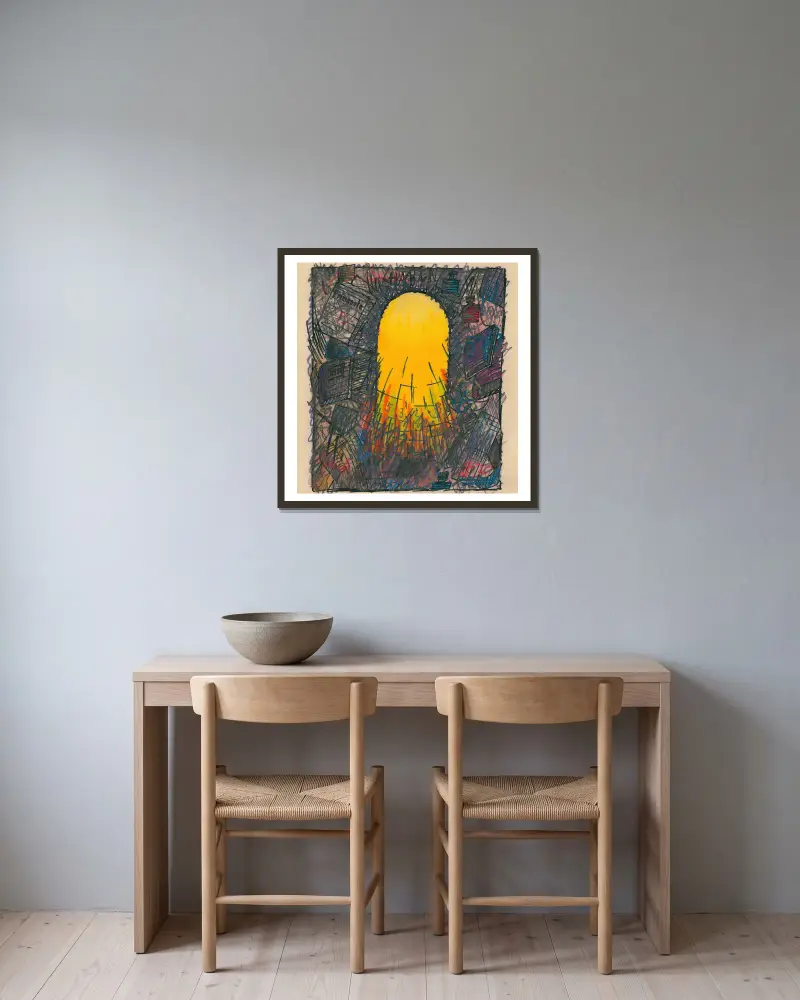5 Uhr von Karl Wiener gerahmt an einer Wand