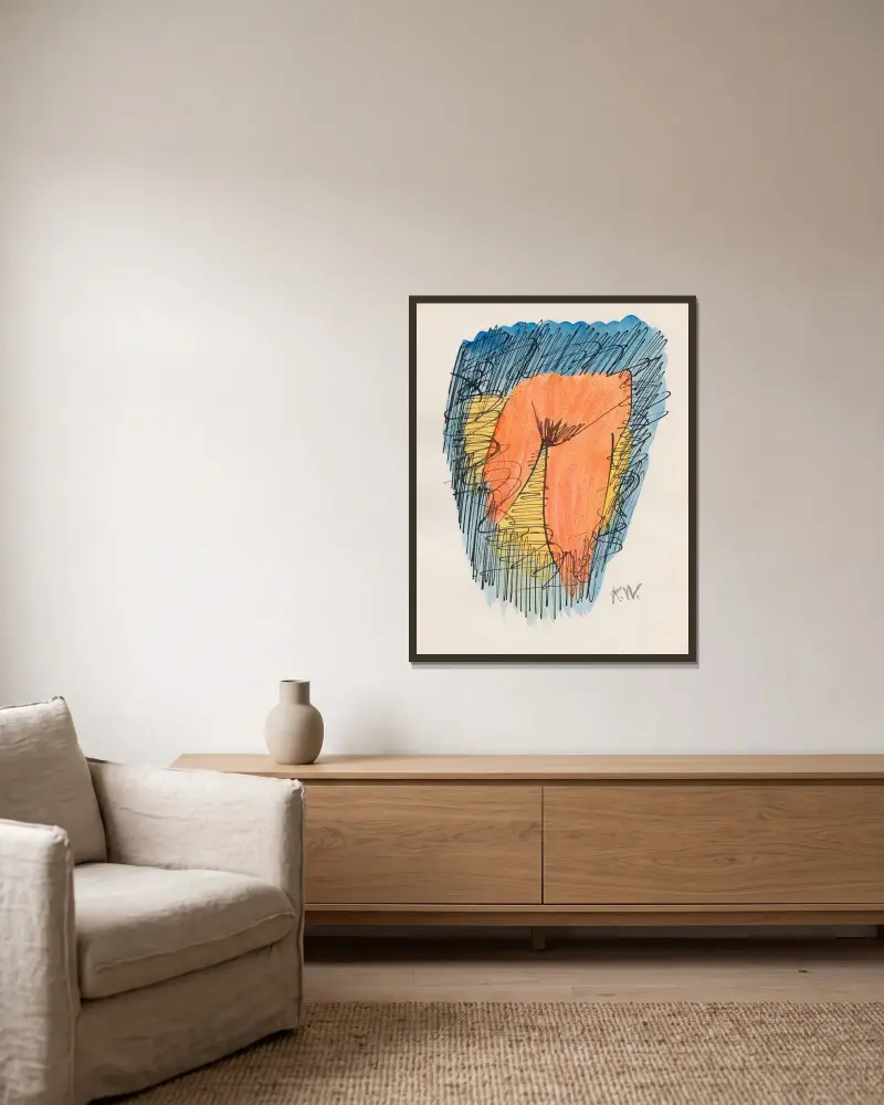 Aus meinem Leben, 50 Blätter V von Karl Wiener gerahmt an einer Wand