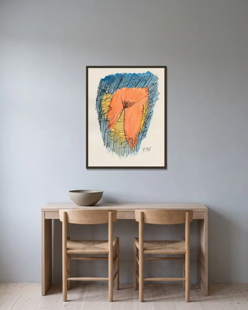 Aus meinem Leben, 50 Blätter V von Karl Wiener gerahmt an einer Wand