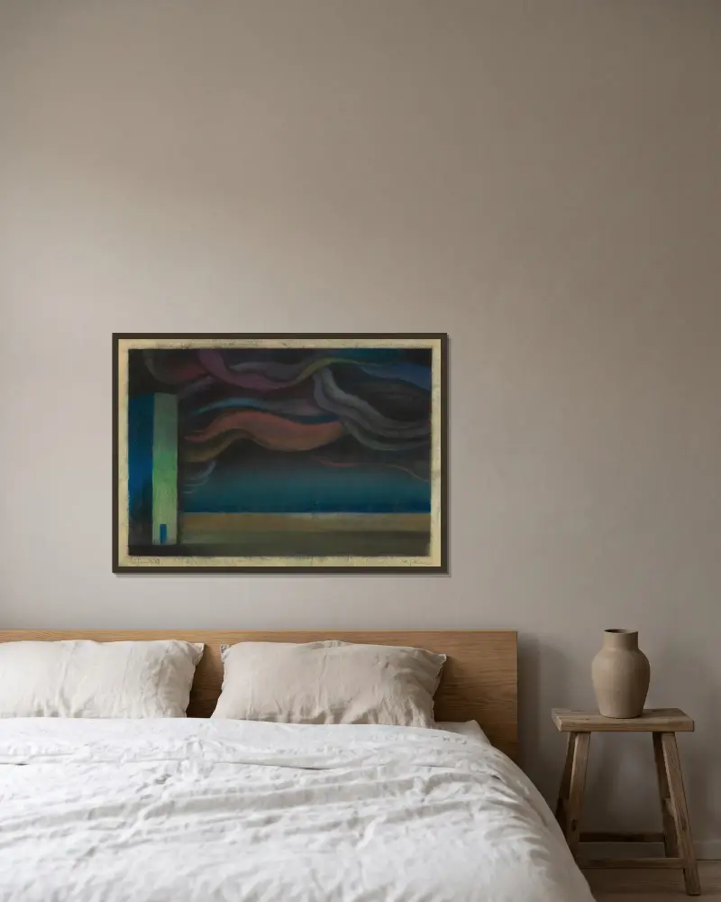 Bühnenbild av Karl Wiener inramad på en vägg