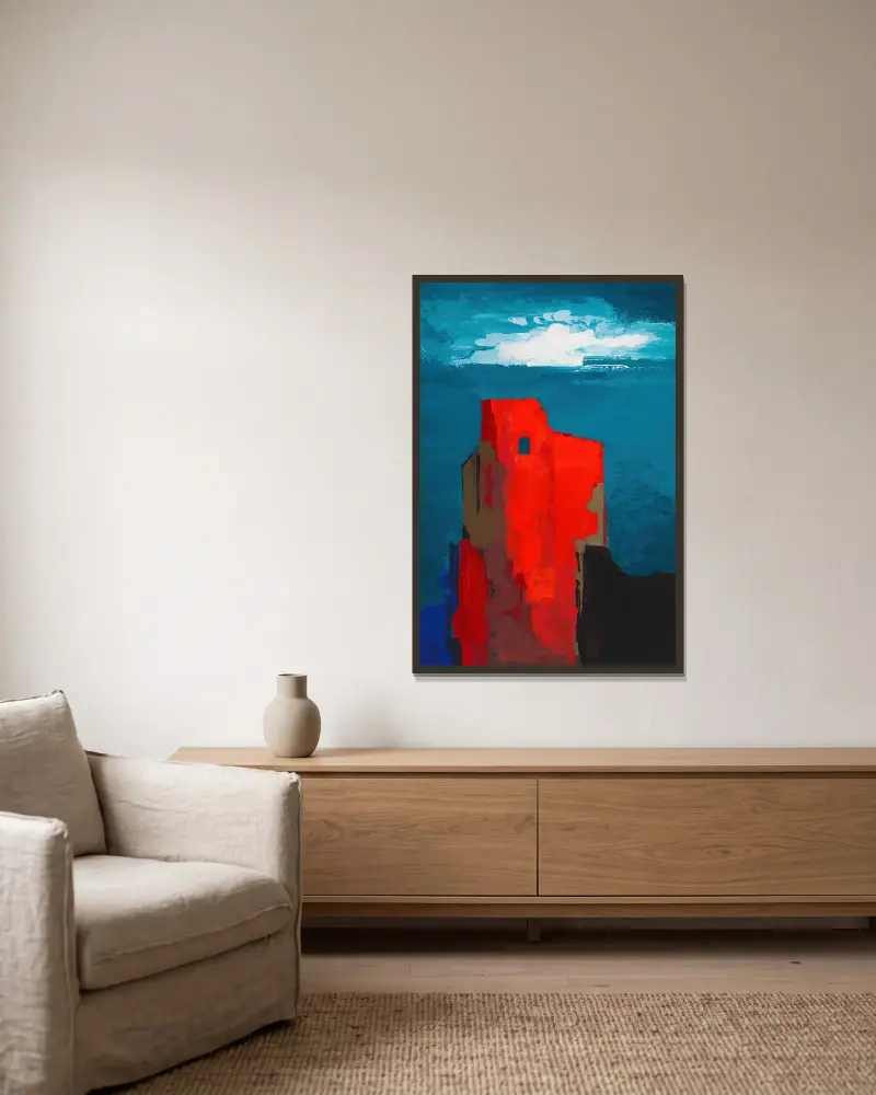 Burgruine von Karl Wiener gerahmt an einer Wand