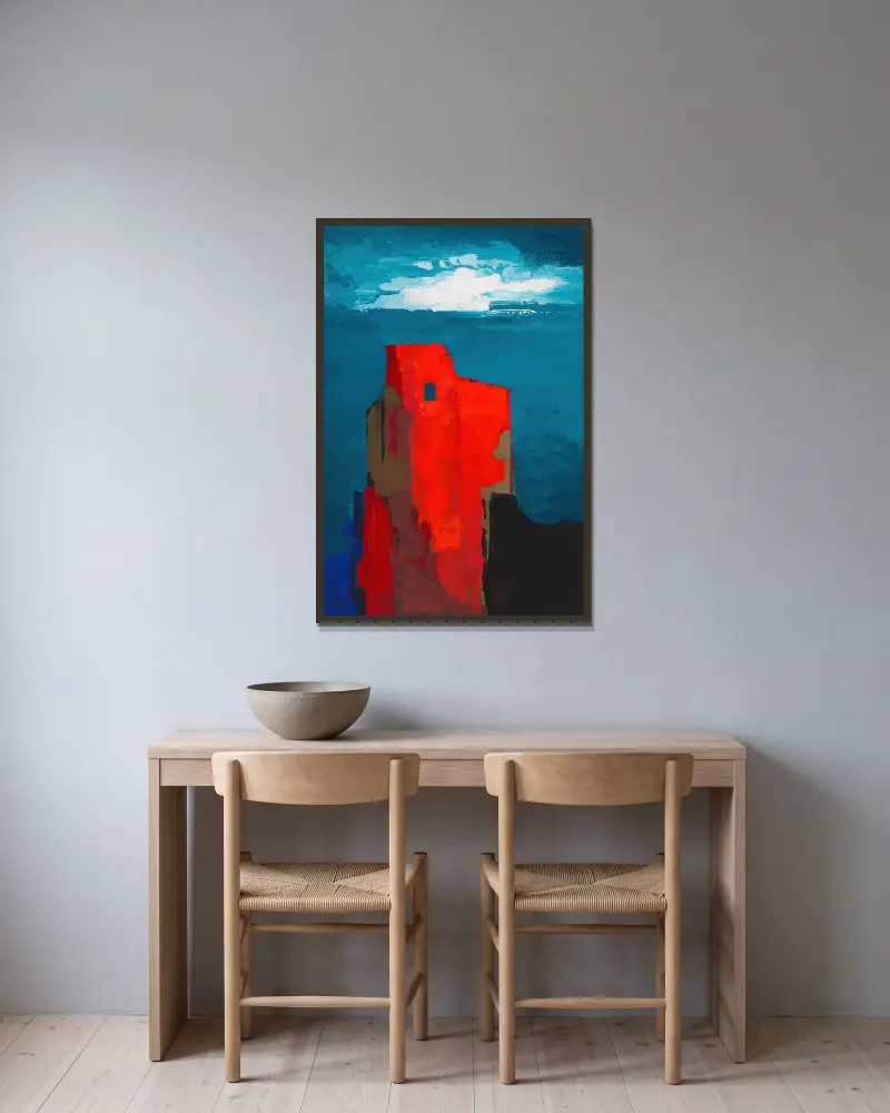 Burgruine von Karl Wiener gerahmt an einer Wand