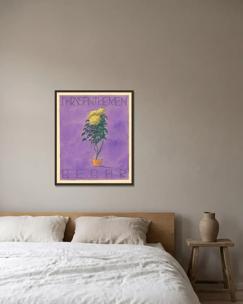 Chrysanthemen Begar av Karl Wiener inramad på en vägg