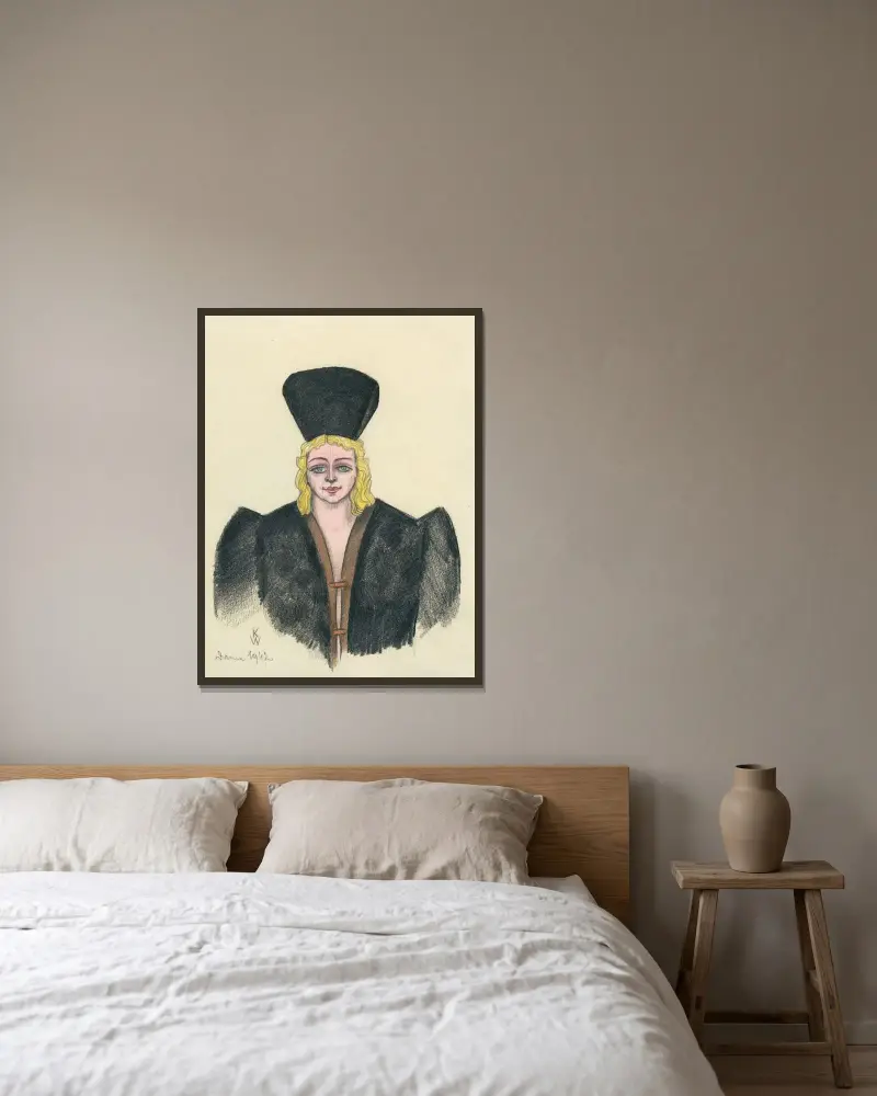 Dame av Karl Wiener inramad på en vägg