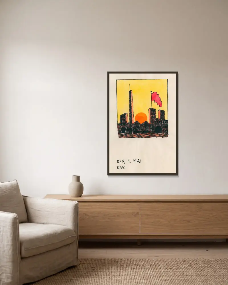 Der 1. Mai von Karl Wiener gerahmt an einer Wand