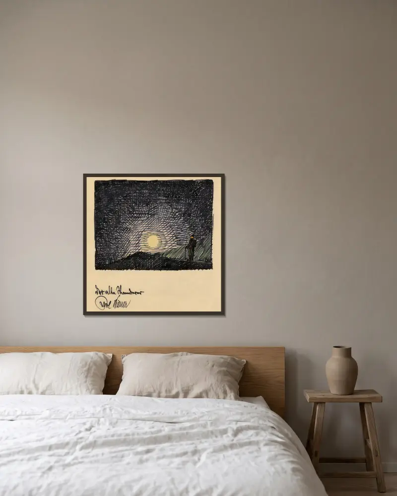 Der alte Wanderer von Karl Wiener gerahmt an einer Wand