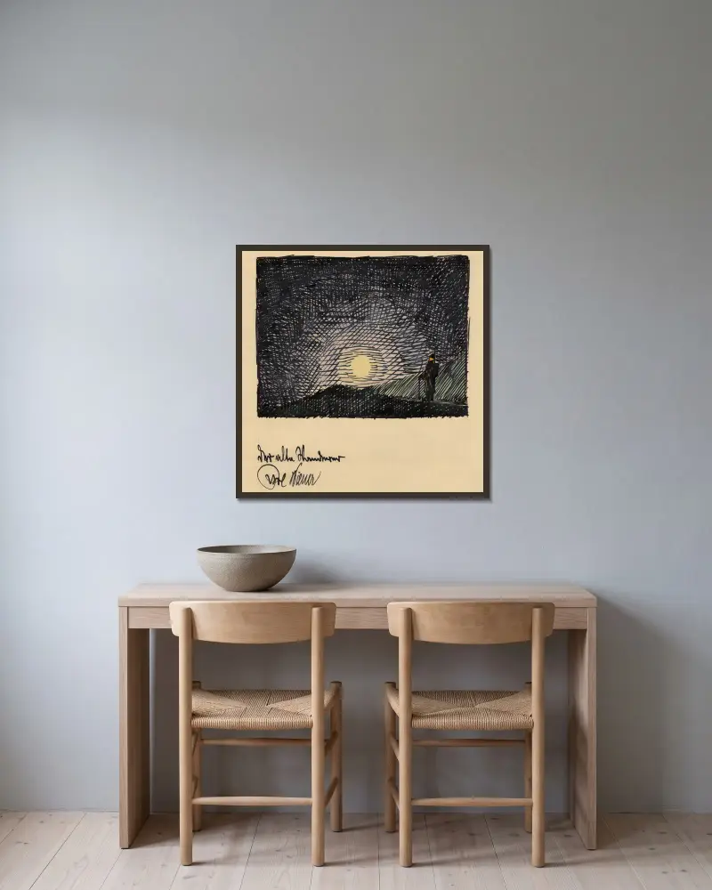 Der alte Wanderer von Karl Wiener gerahmt an einer Wand