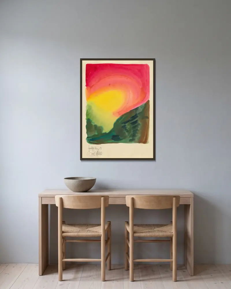 Färgstudie, 10 blad III av Karl Wiener inramad på en vägg