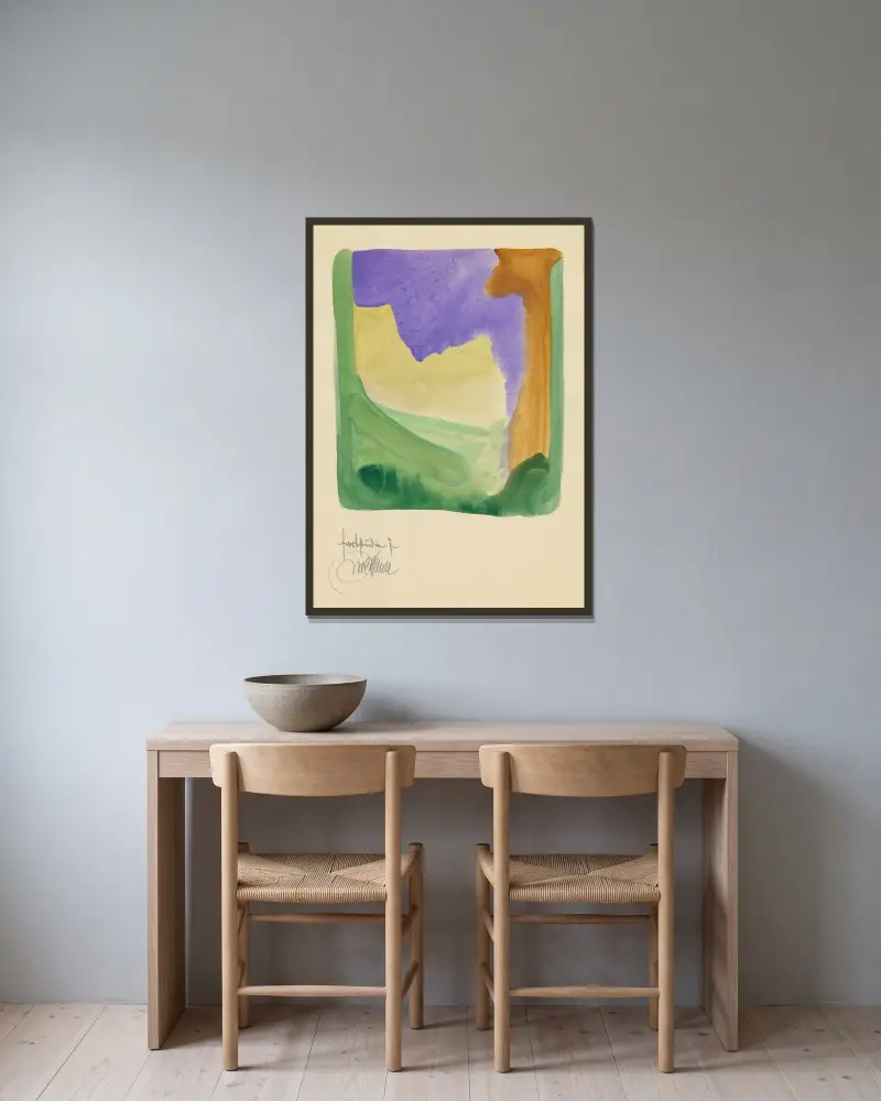 Färgstudie, 10 blad VII av Karl Wiener inramad på en vägg
