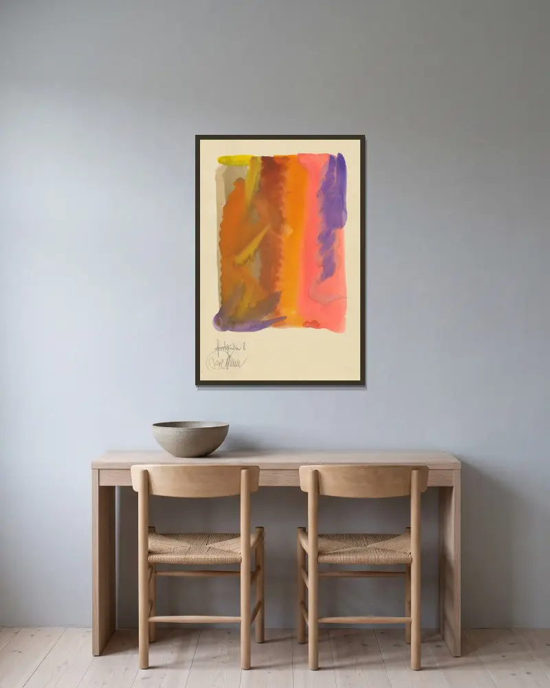 Färgstudie, 10 blad VIII av Karl Wiener inramad på en vägg