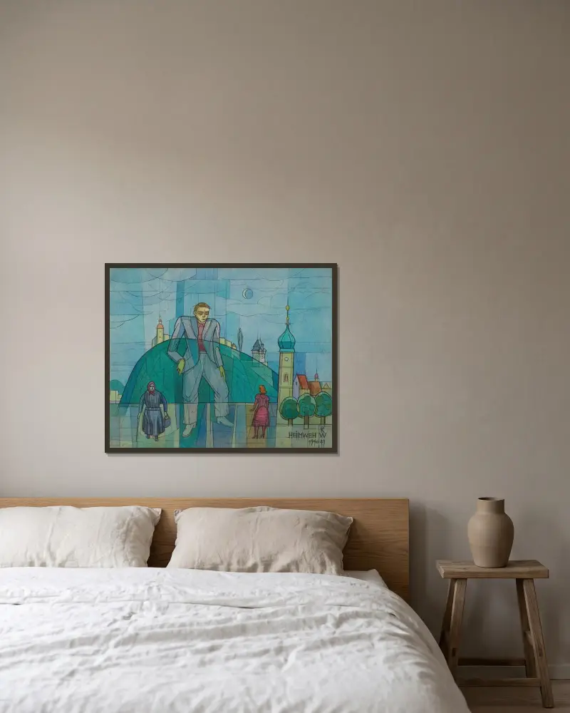 Heimweh av Karl Wiener inramad på en vägg