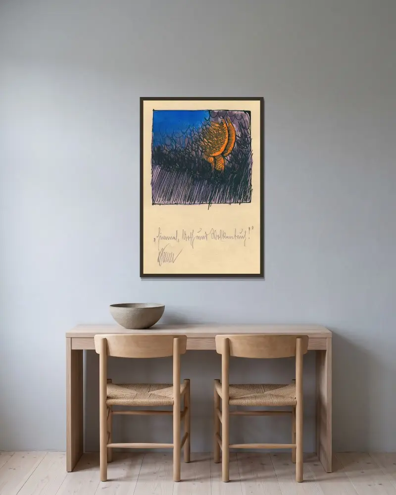 Himmel, arsle och oväder av Karl Wiener inramad på en vägg