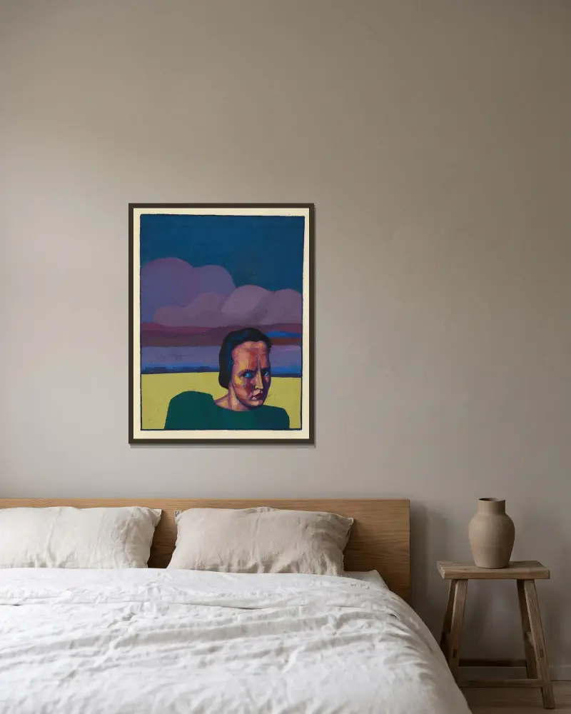 Långfredag (kvinnoporträtt) av Karl Wiener inramad på en vägg