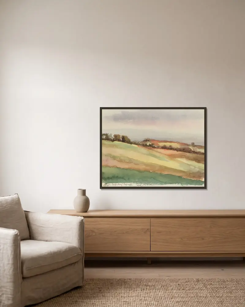 Landschaft (Kahlenberg) av Karl Wiener inramad på en vägg