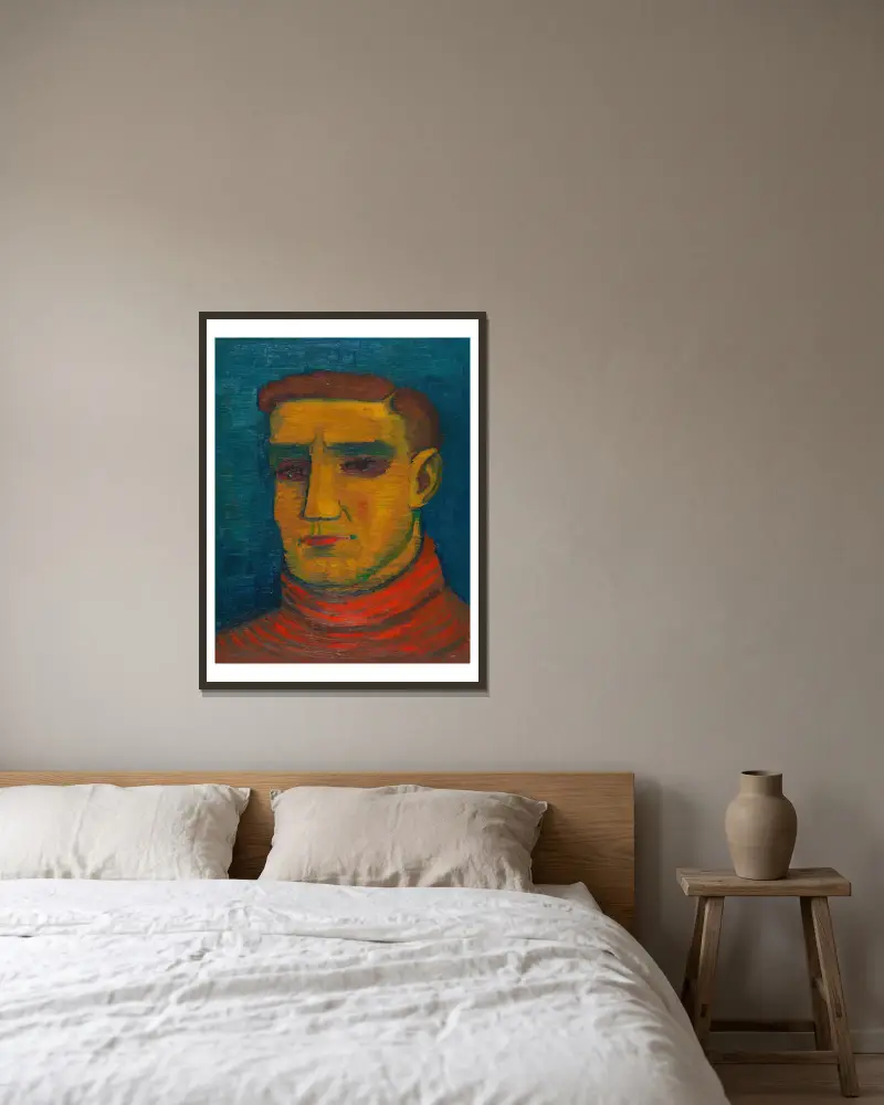 Männliches Porträt, 1932 – nr 1 av Karl Wiener inramad på en vägg