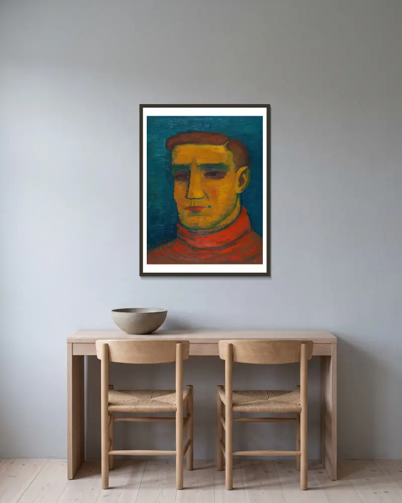 Männliches Porträt, 1932 – nr 1 av Karl Wiener inramad på en vägg