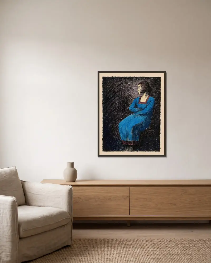 Melankoli av Karl Wiener inramad på en vägg