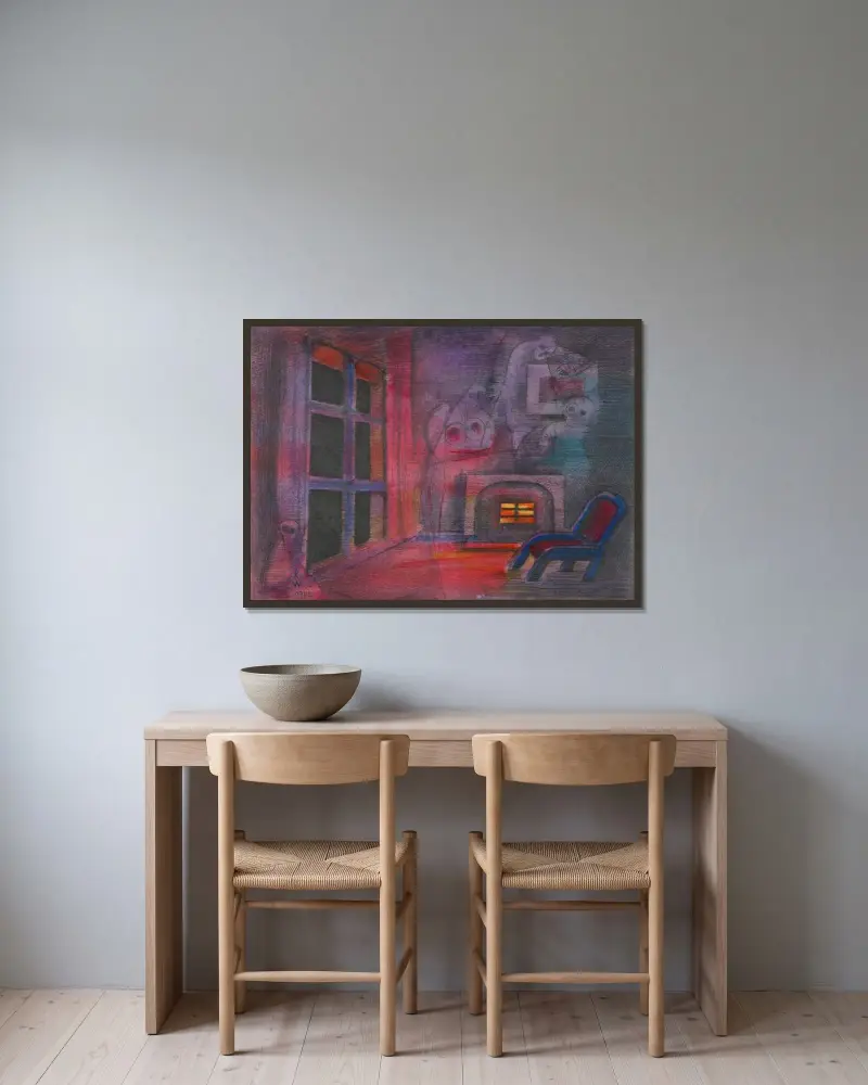 Nächtliche Angst von Karl Wiener gerahmt an einer Wand