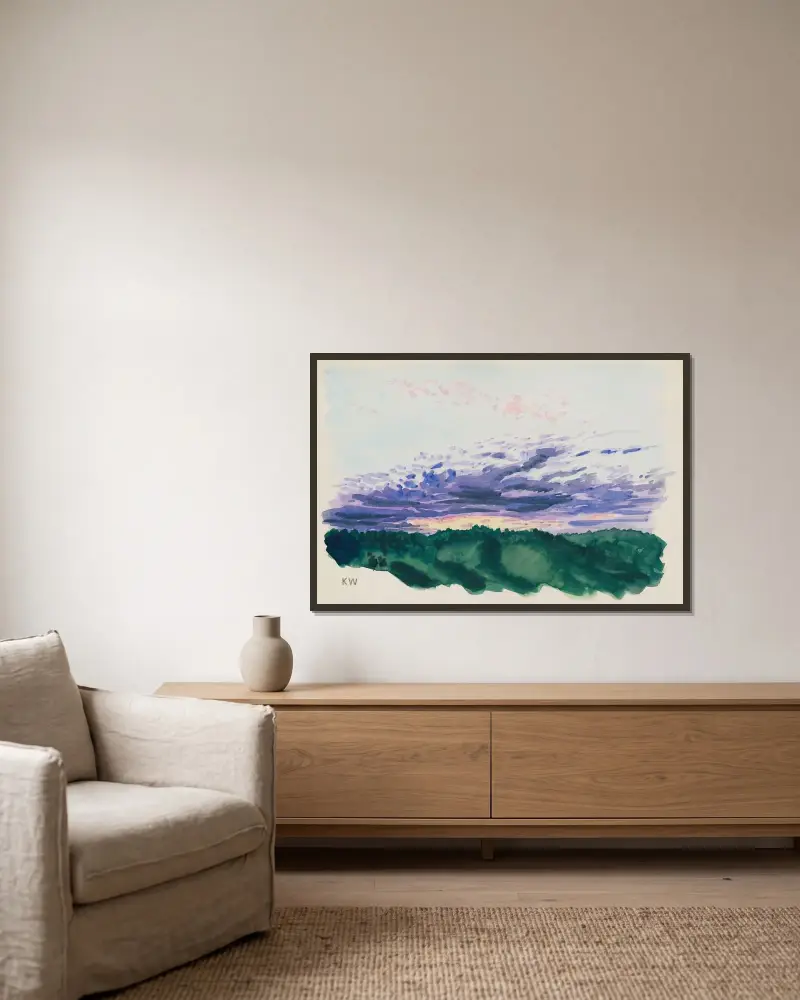 Naturstudie XXX av Karl Wiener inramad på en vägg