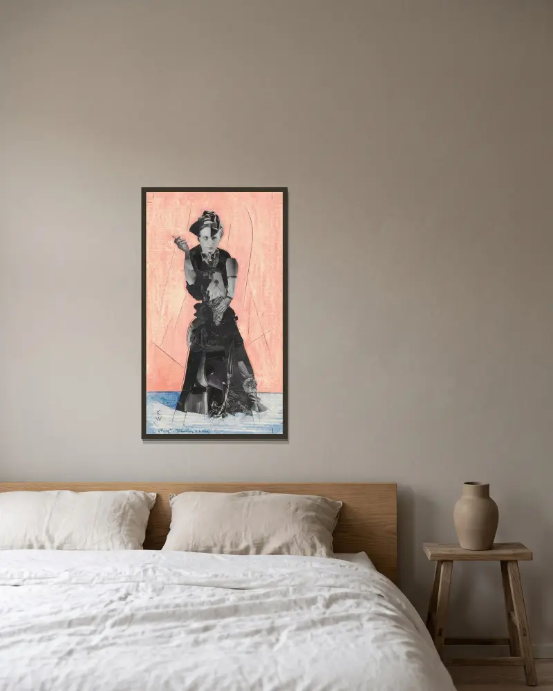 Ohne Titel (Collage) av Karl Wiener inramad på en vägg