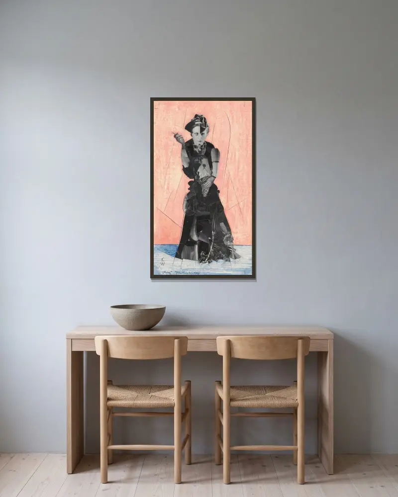 Ohne Titel (Collage) av Karl Wiener inramad på en vägg