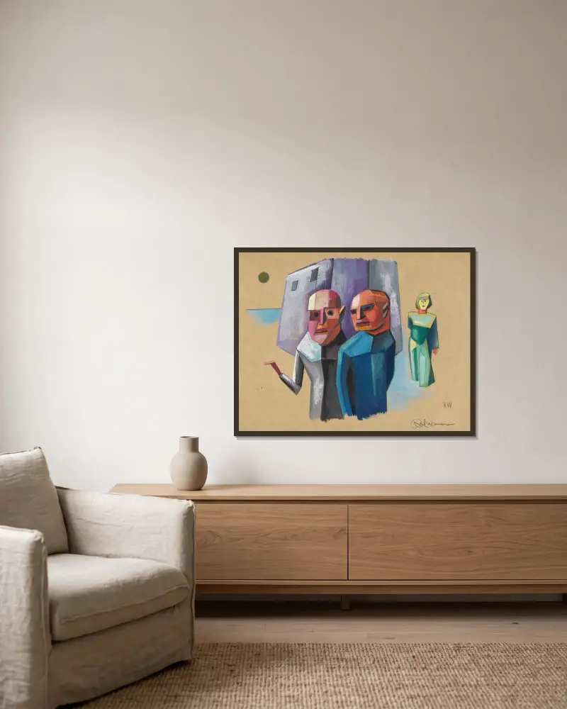 Utan titel (Figurstudie) av Karl Wiener inramad på en vägg
