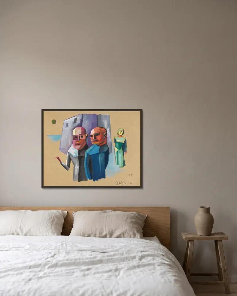 Utan titel (Figurstudie) av Karl Wiener inramad på en vägg