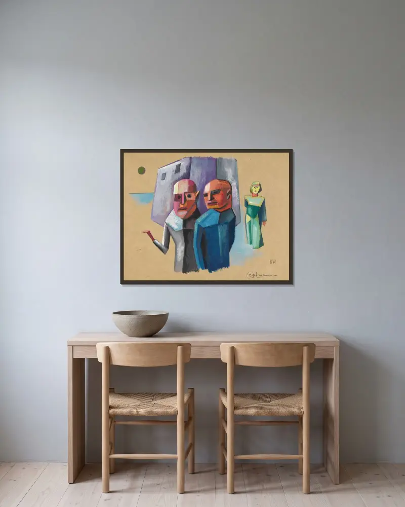 Utan titel (Figurstudie) av Karl Wiener inramad på en vägg