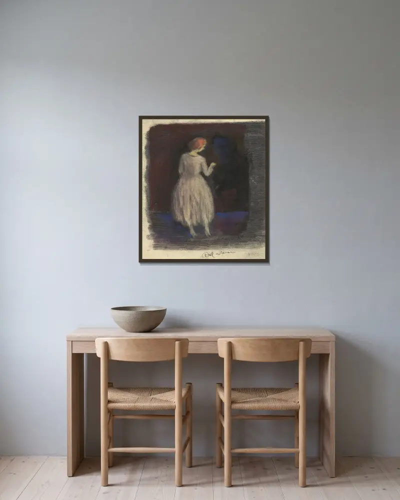 Ohne Titel (Frauenfigur) av Karl Wiener inramad på en vägg