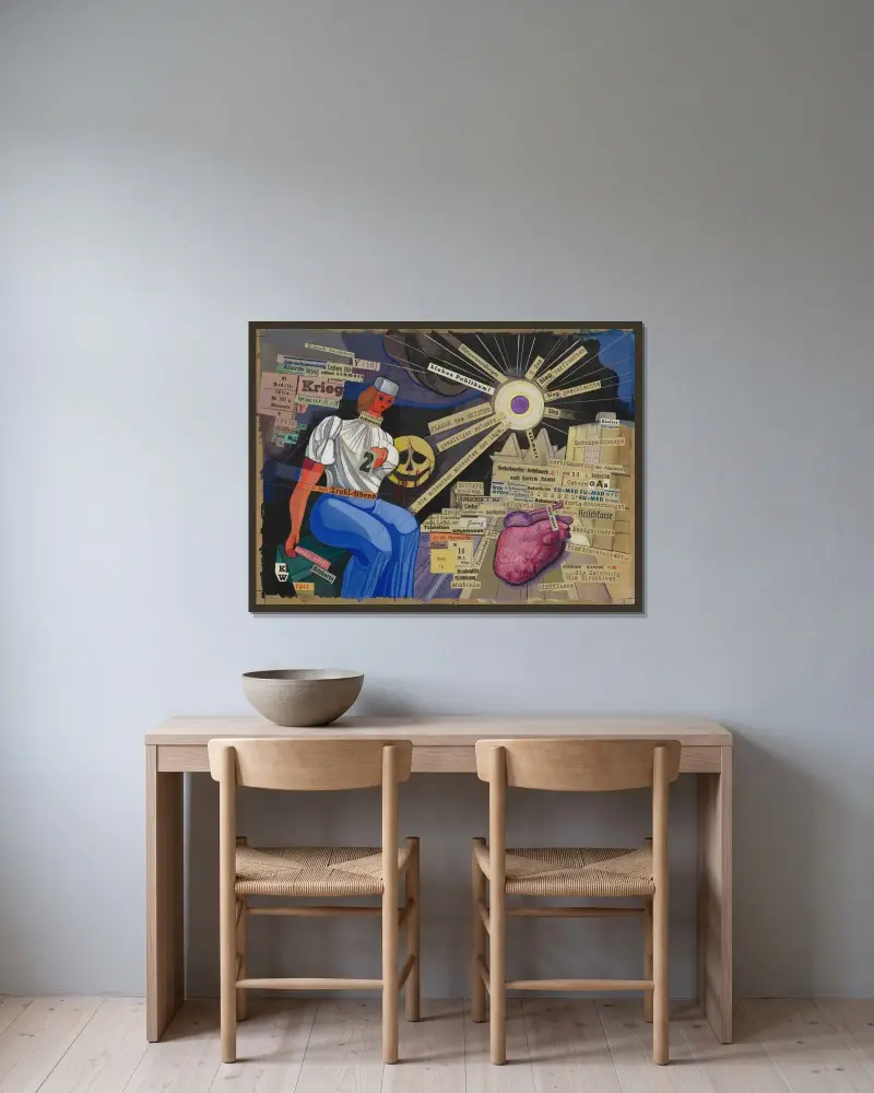 Ohne Titel (Schmerz) av Karl Wiener inramad på en vägg