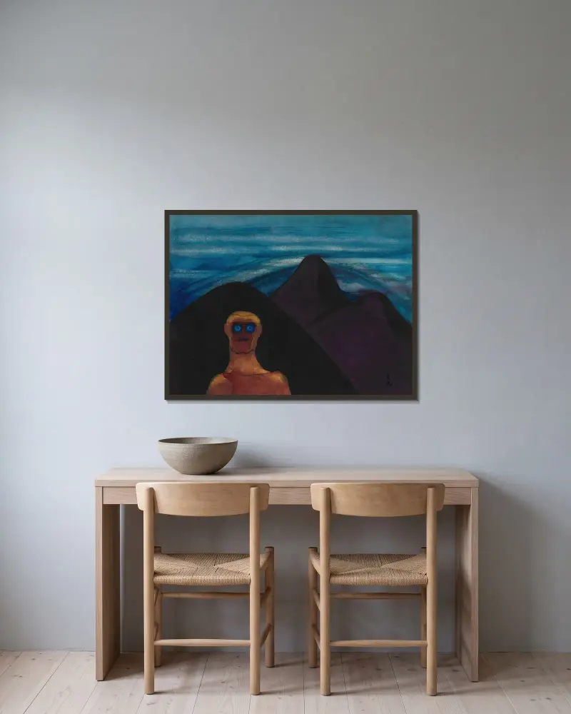Ohne Titel av Karl Wiener inramad på en vägg