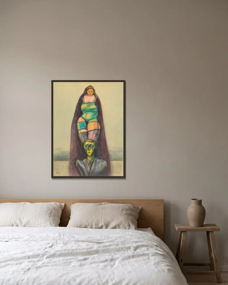 Ohne Titel av Karl Wiener inramad på en vägg