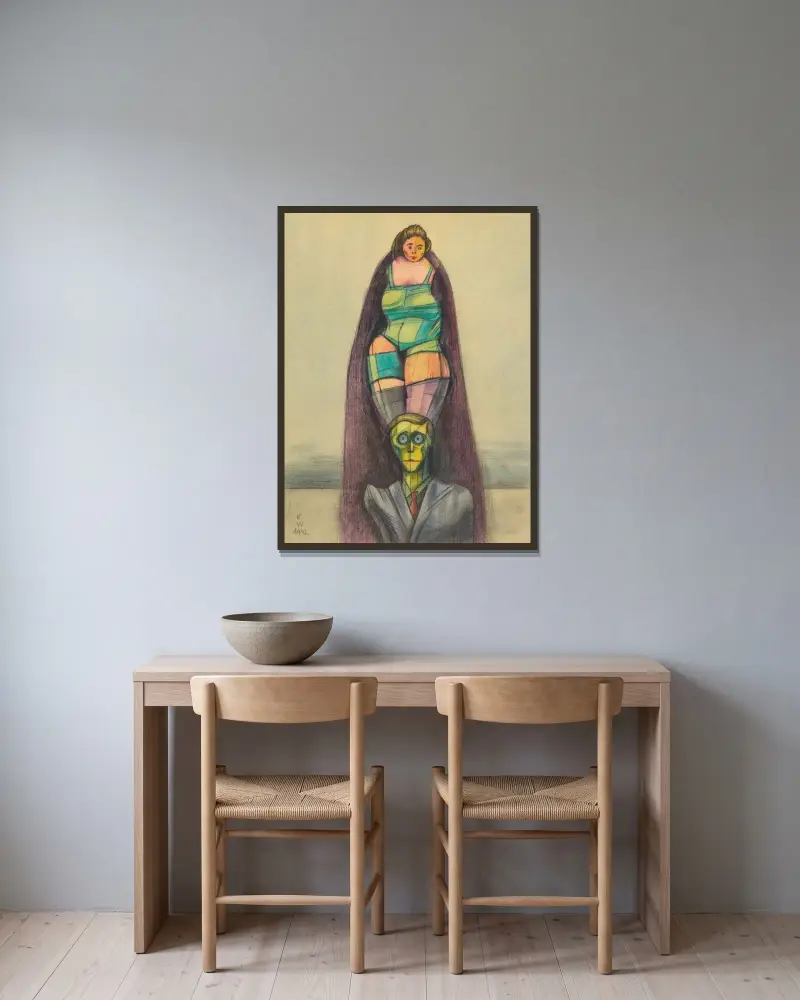Ohne Titel av Karl Wiener inramad på en vägg