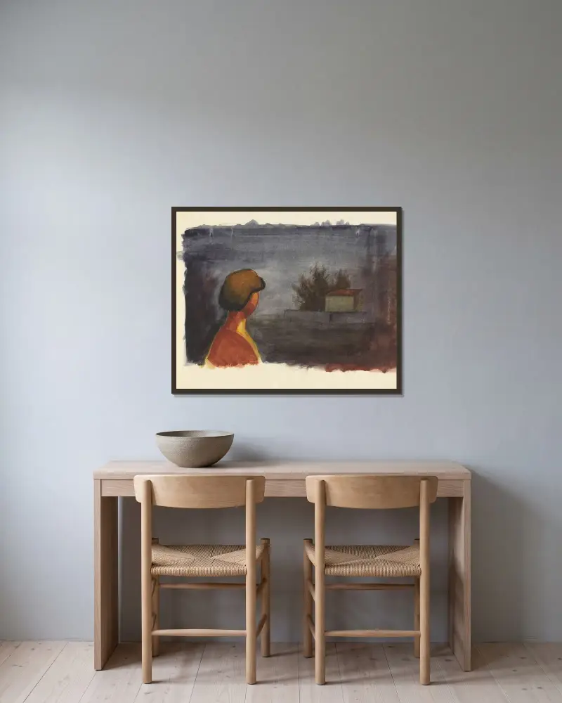 Ohne Titel av Karl Wiener inramad på en vägg