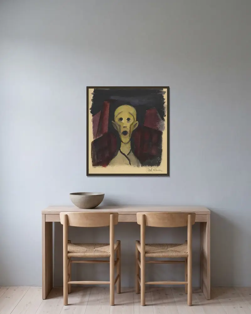 Ohne Titel av Karl Wiener inramad på en vägg