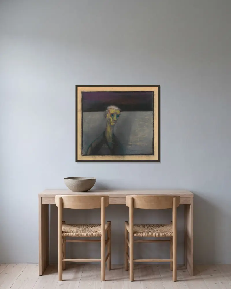 Utan titel (Självporträtt) av Karl Wiener inramad på en vägg
