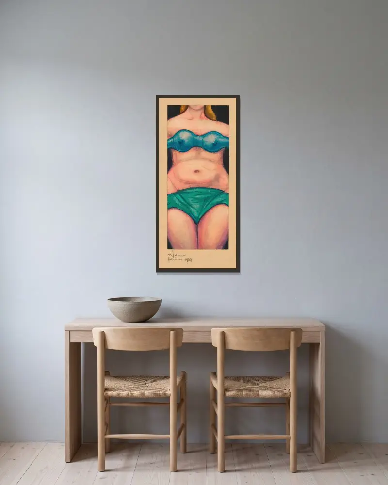 Ohne Titel av Karl Wiener inramad på en vägg