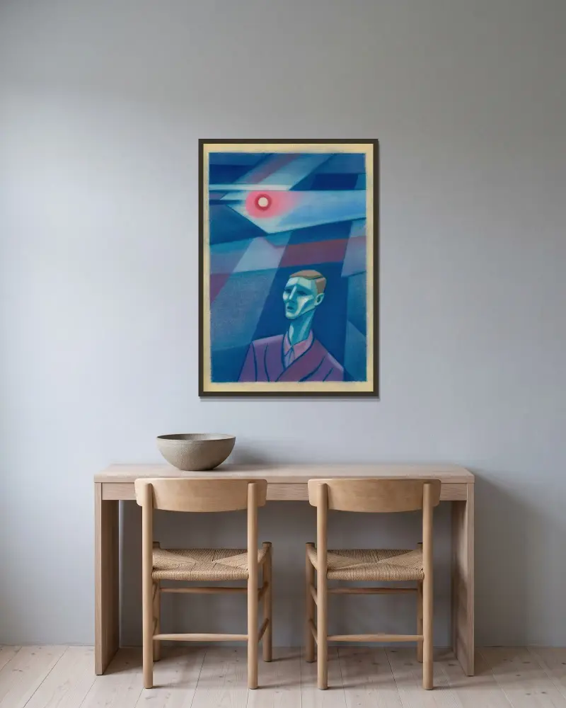 Ohne Titel (Porträt) av Karl Wiener inramad på en vägg