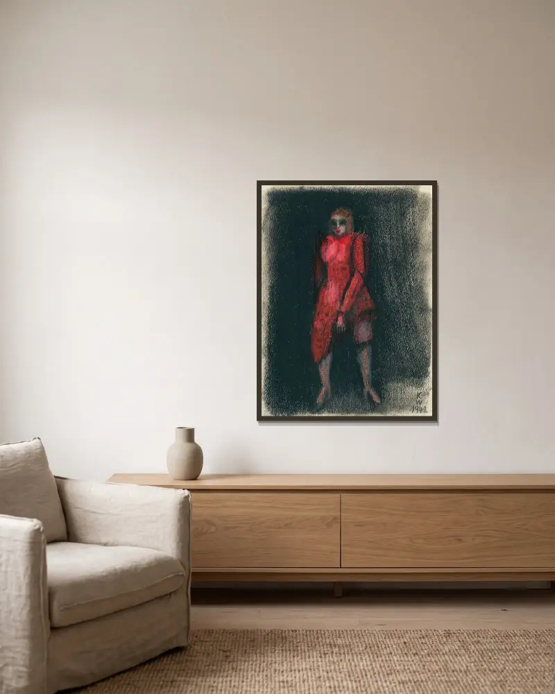 Ohne Titel (Frauenfigur) av Karl Wiener inramad på en vägg