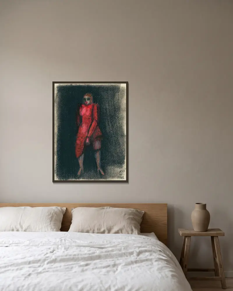 Ohne Titel (Frauenfigur) av Karl Wiener inramad på en vägg