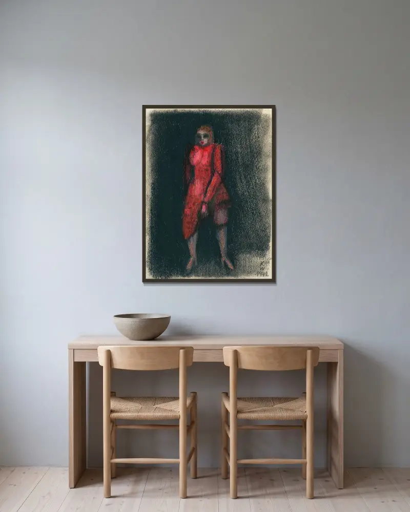 Ohne Titel (Frauenfigur) av Karl Wiener inramad på en vägg