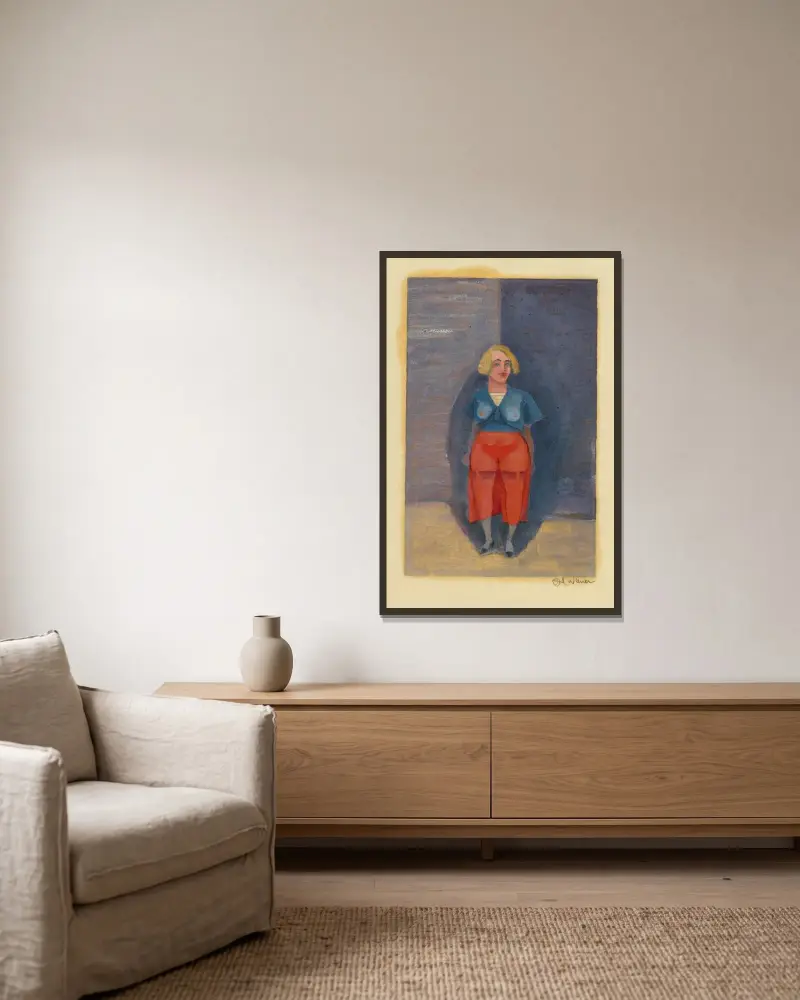 Ohne Titel (Frauenfigur) av Karl Wiener inramad på en vägg
