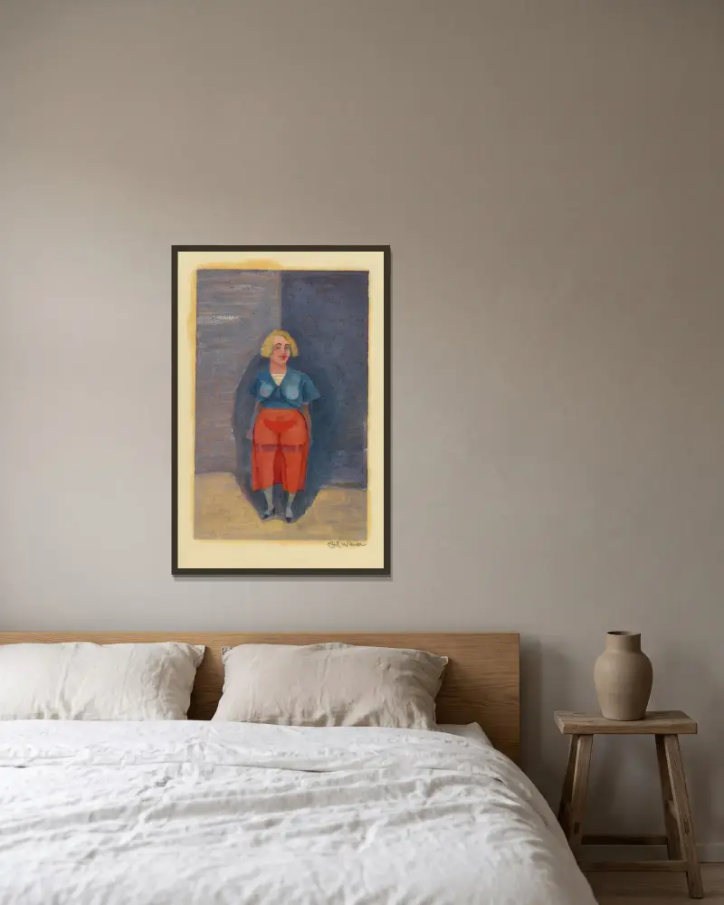 Ohne Titel (Frauenfigur) av Karl Wiener inramad på en vägg
