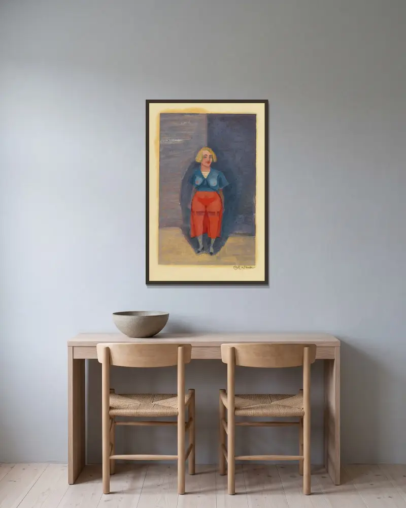 Ohne Titel (Frauenfigur) av Karl Wiener inramad på en vägg