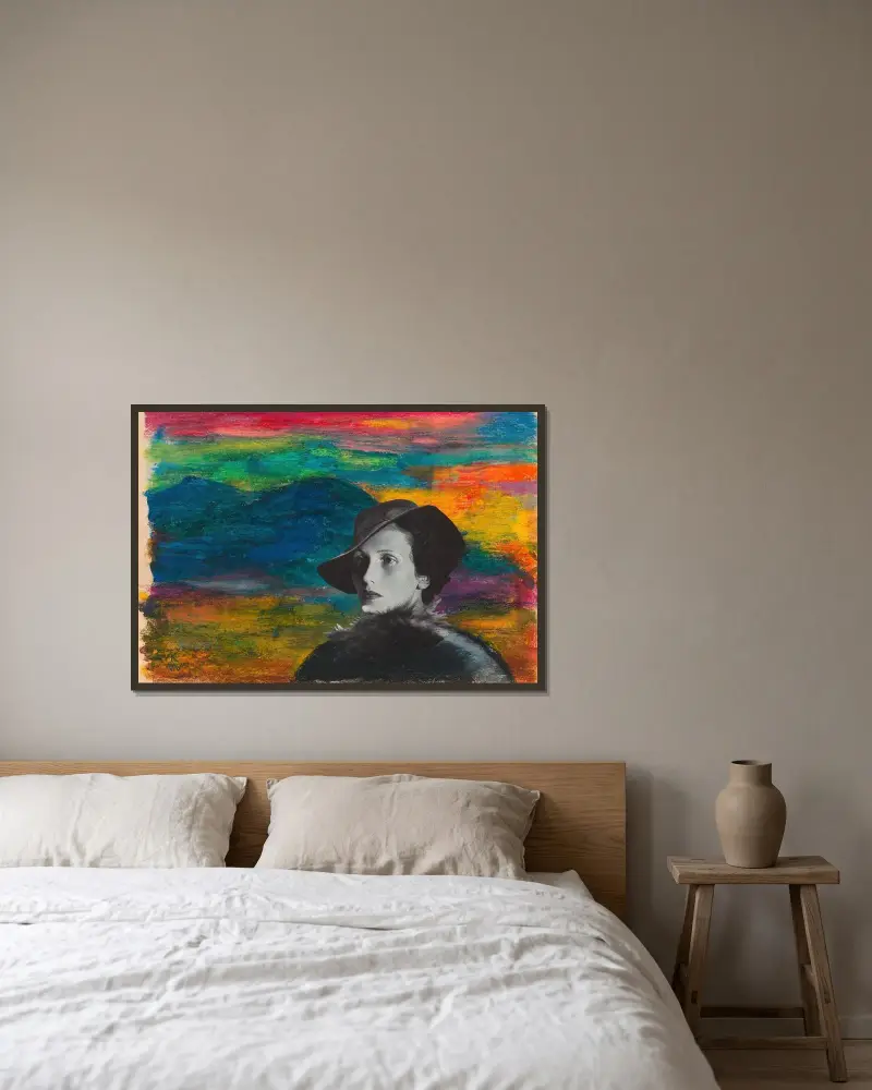 Ohne Titel (Collage) av Karl Wiener inramad på en vägg