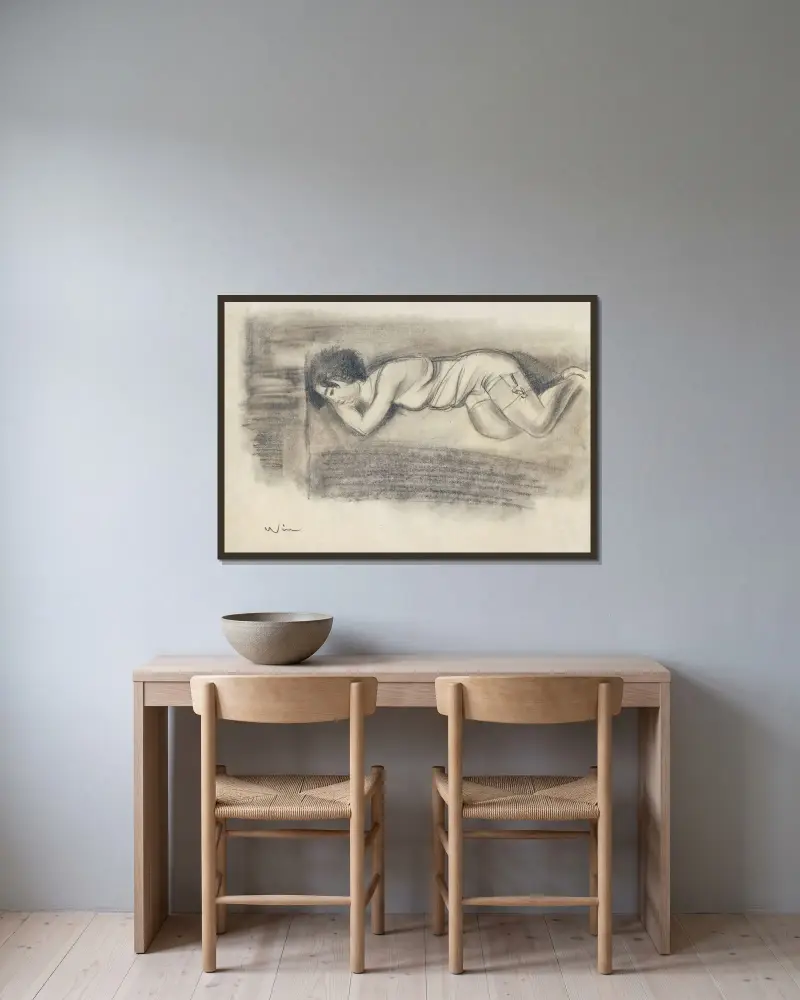 Ohne Titel av Karl Wiener inramad på en vägg