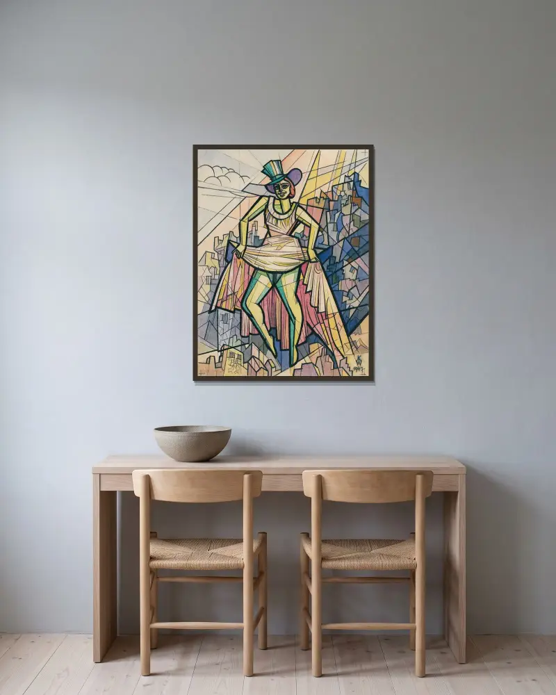 Ohne Titel (Frauenfigur) av Karl Wiener inramad på en vägg